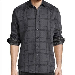 NWT Robert Graham Grey / Black Dress Shirt